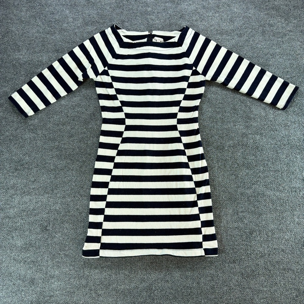 Gap Womens Navy Blue White‎ Striped Cotton Knit Sheath Dress 3/4 Sleeve Small